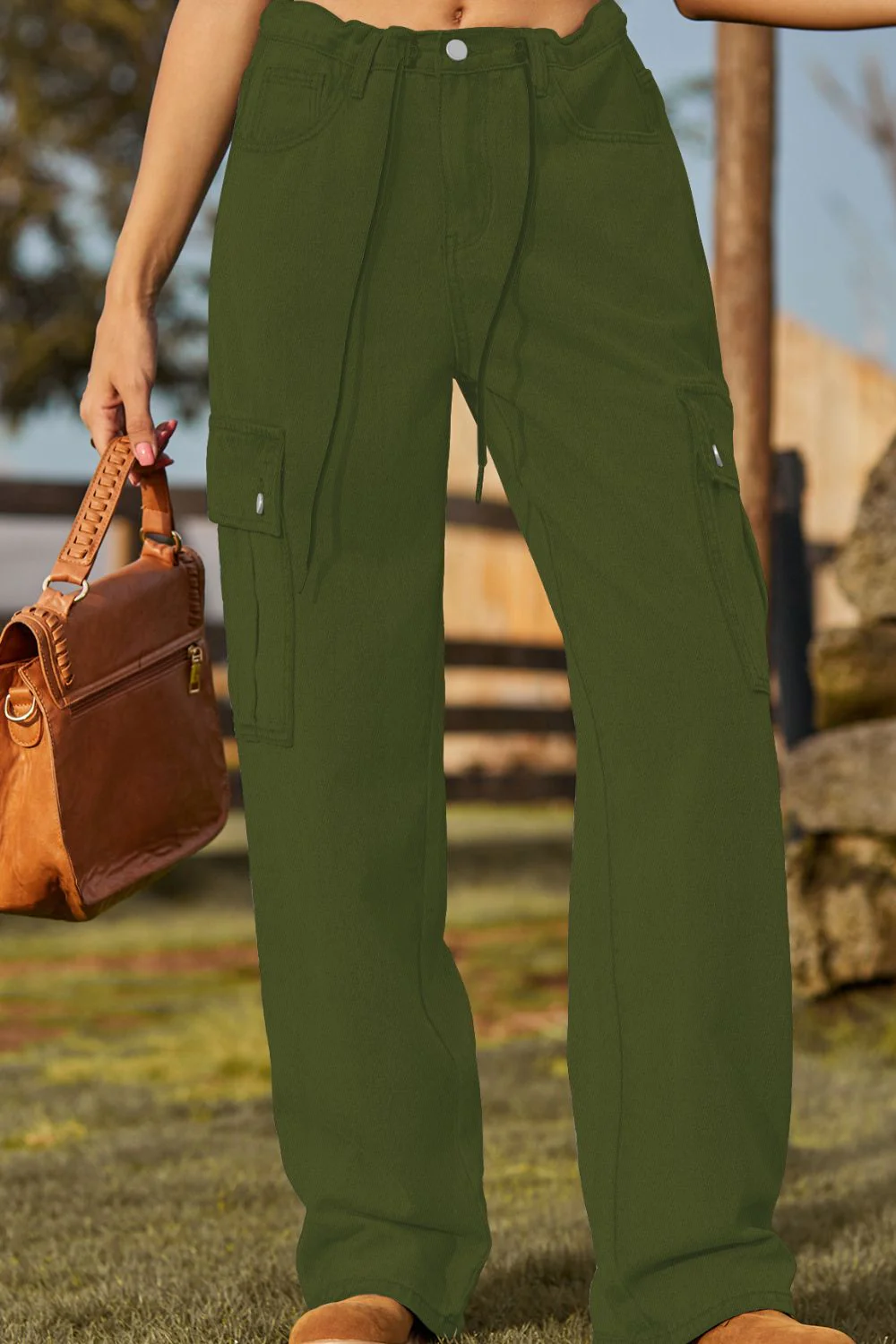 Loose Fit Drawstring Jeans with Pocket - Image 17