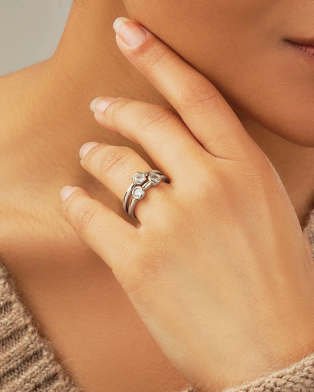 Lou Triple CZ Ring by Sterling Forever - Image 8