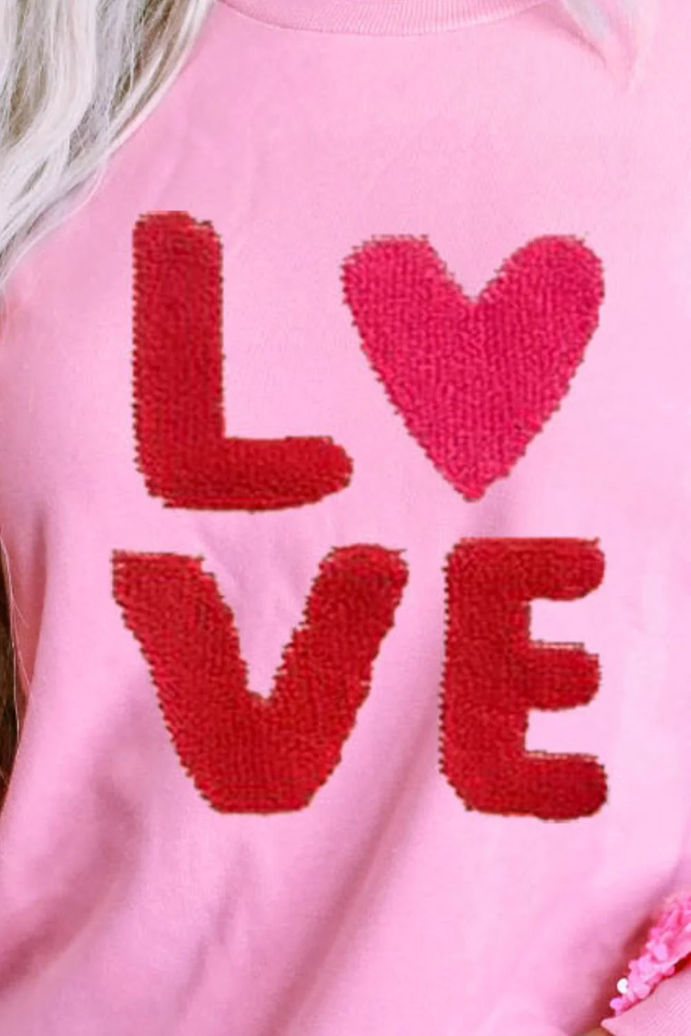 LOVE Sequin Dropped Shoulder Sweatshirt - Image 3