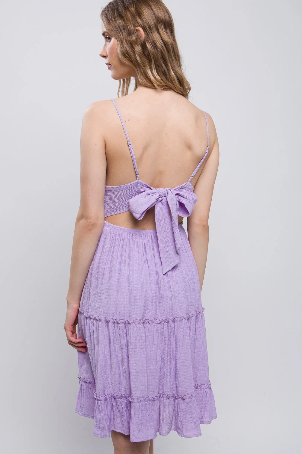 Love Tree Lace Detail Tied V-Neck Mini Cami Dress - Image 2