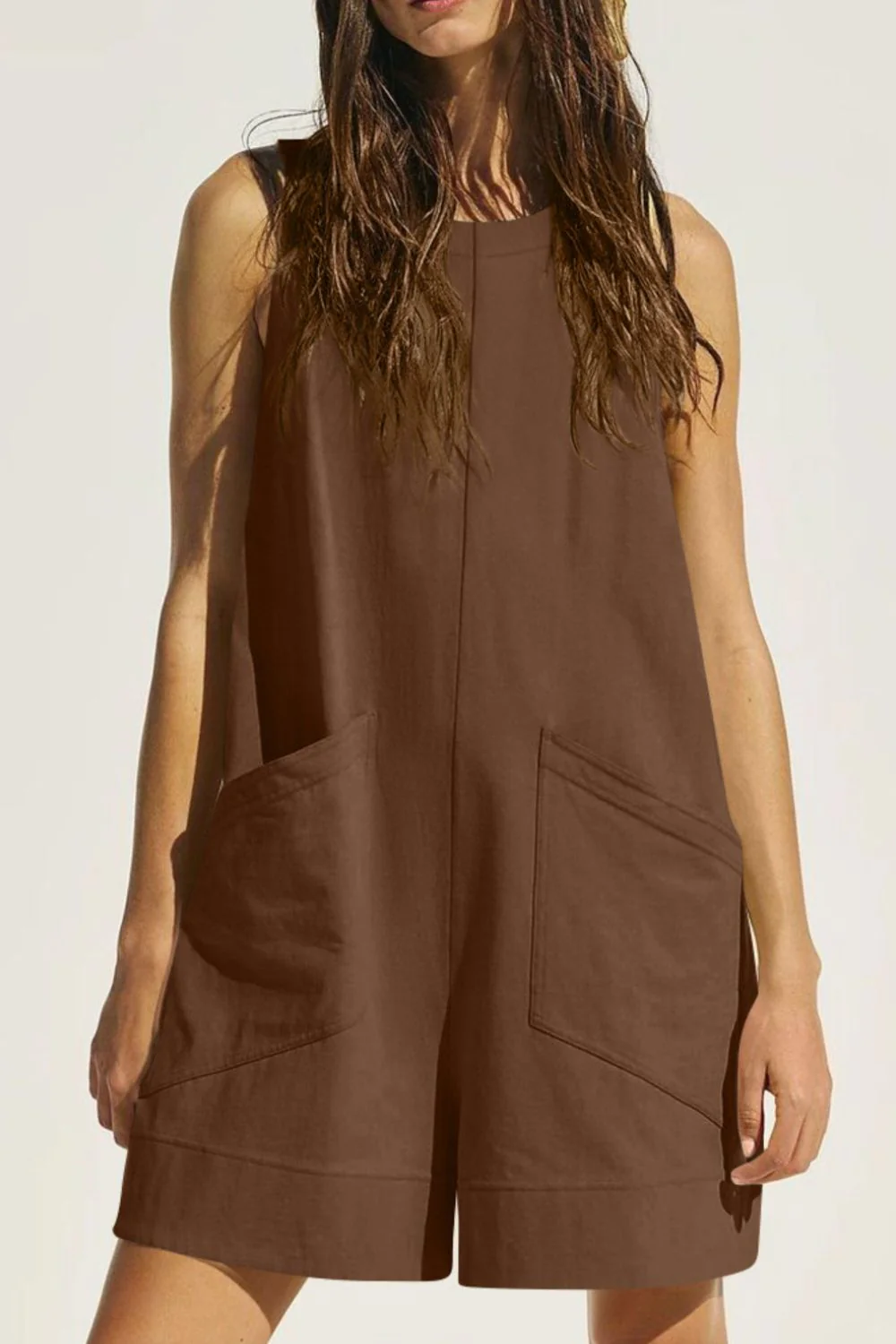 Lovelet Round Neck Sleeveless Romper with Pockets - Image 12