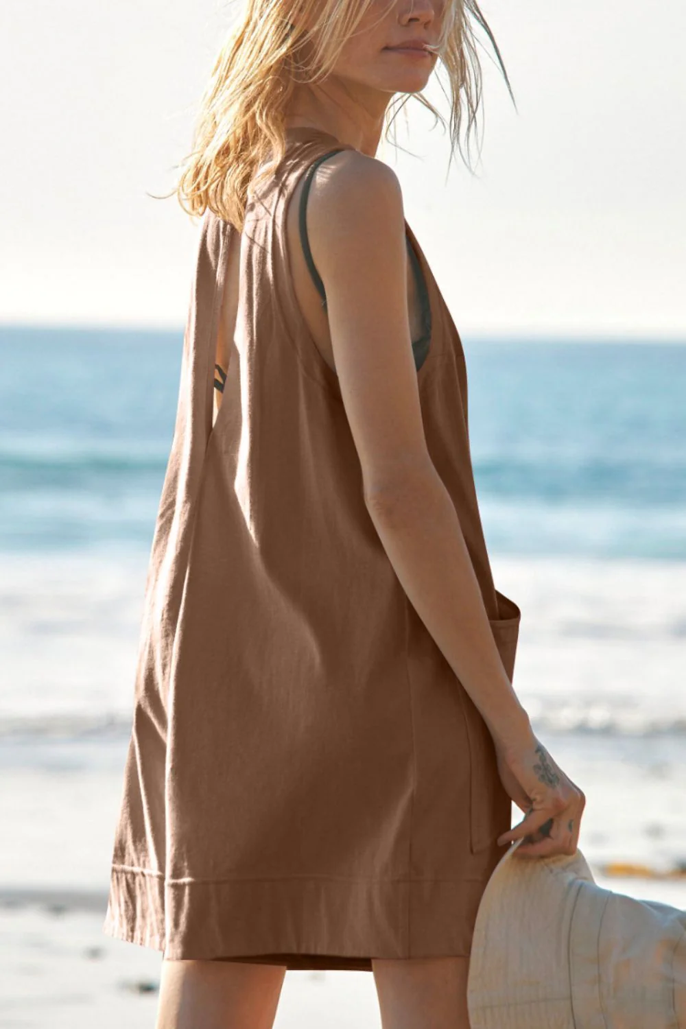 Lovelet Round Neck Sleeveless Romper with Pockets - Image 14
