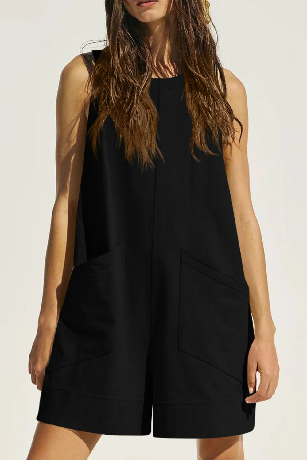 Lovelet Round Neck Sleeveless Romper with Pockets - Image 17