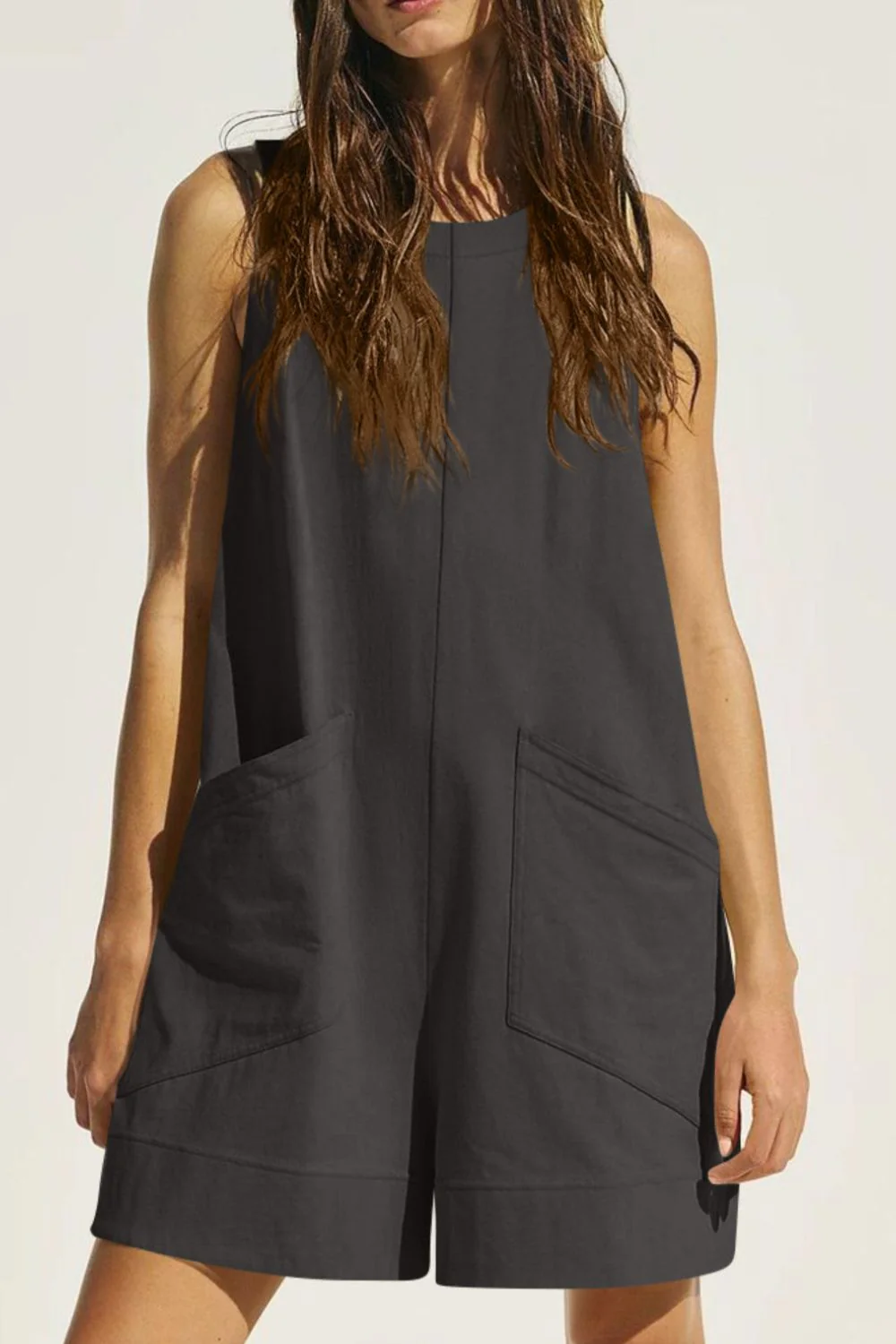 Lovelet Round Neck Sleeveless Romper with Pockets - Image 6