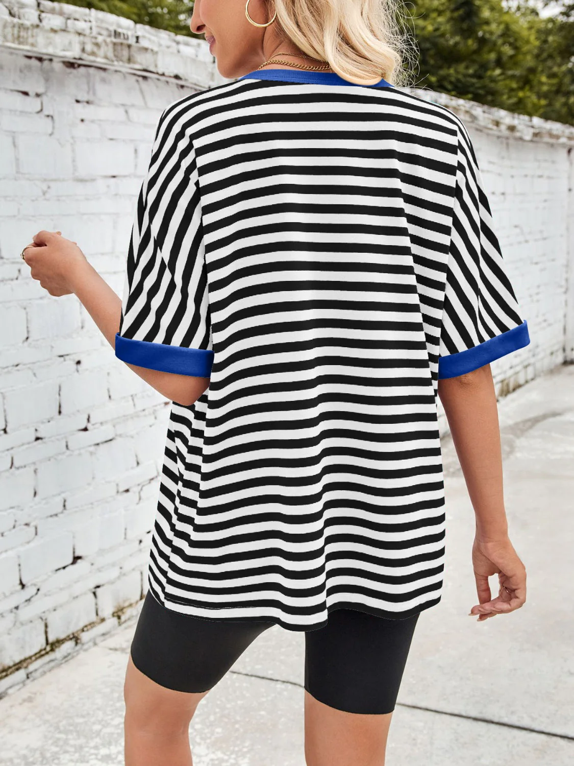 Lovelet Striped Round Neck Half Sleeve T-Shirt - Image 15