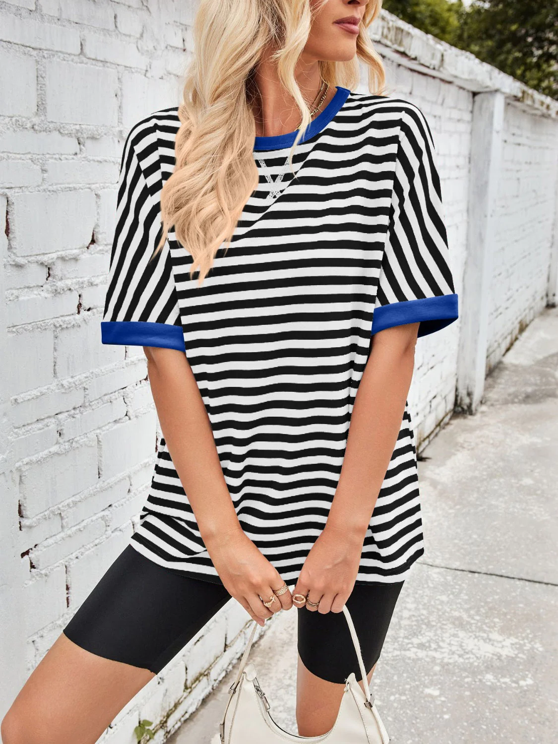 Lovelet Striped Round Neck Half Sleeve T-Shirt - Image 16