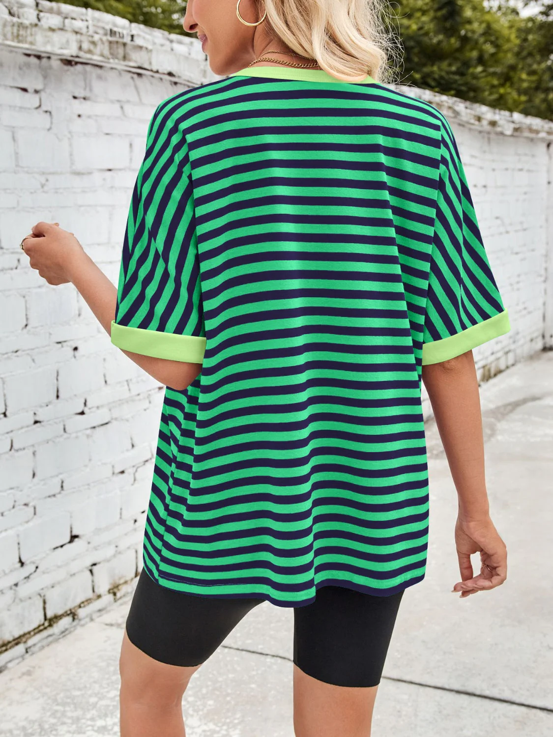 Lovelet Striped Round Neck Half Sleeve T-Shirt - Image 33