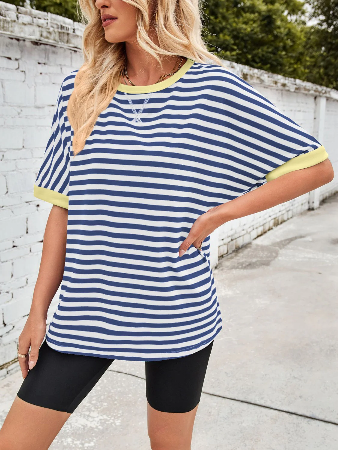 Lovelet Striped Round Neck Half Sleeve T-Shirt - Image 6