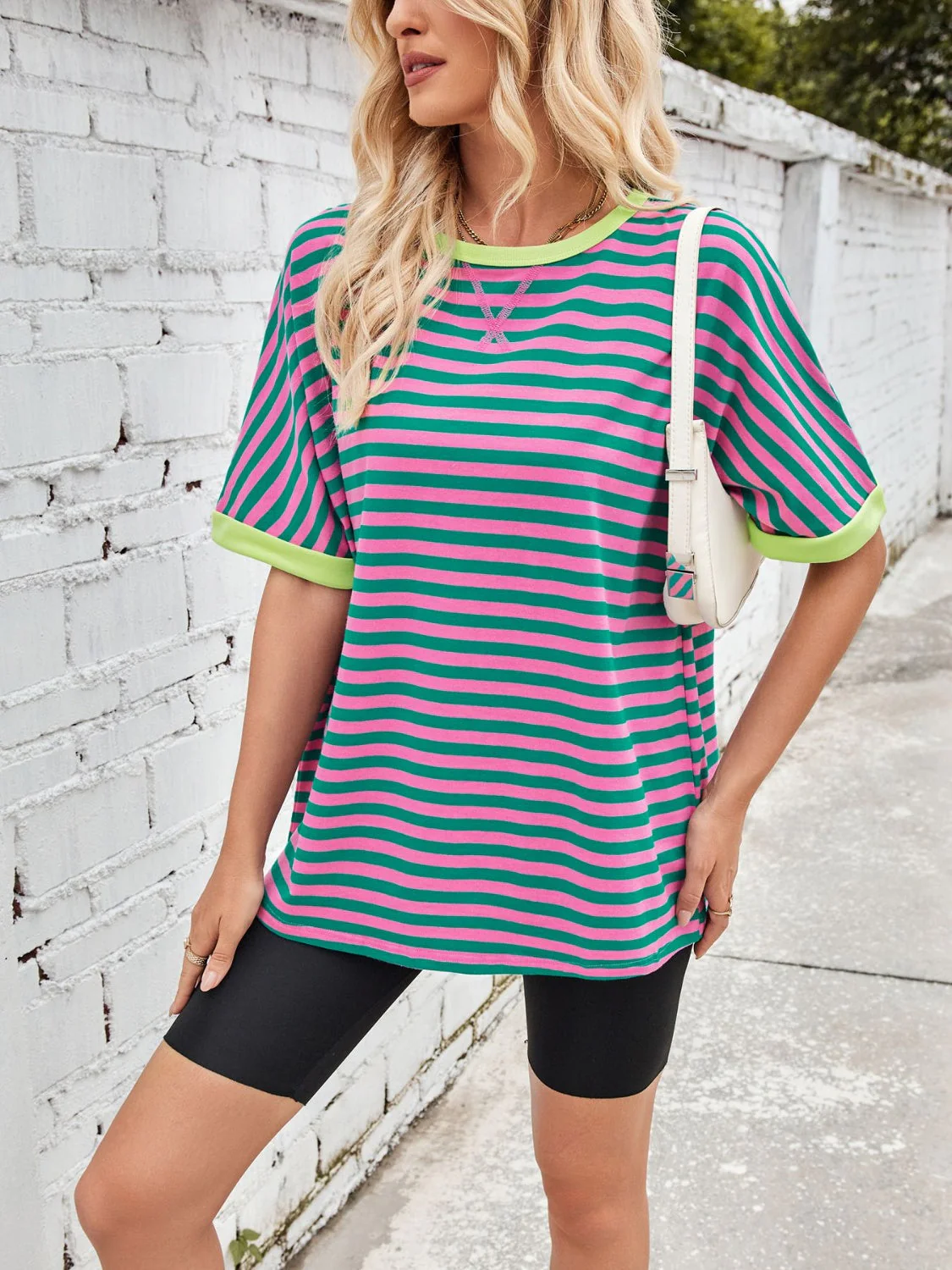 Lovelet Striped Round Neck Half Sleeve T-Shirt - Image 8