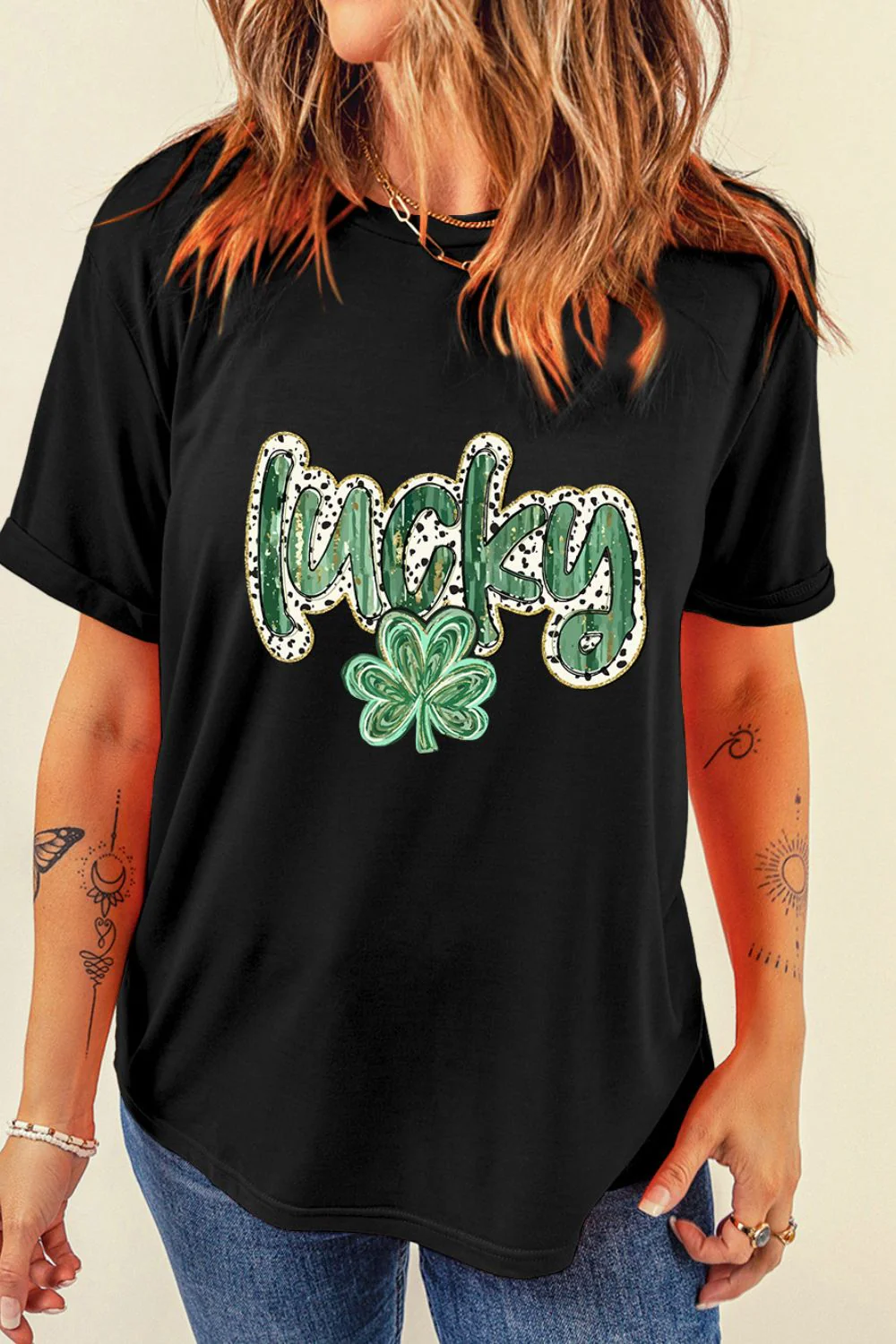 Lucky Clover Graphic T-Shirt - Image 2