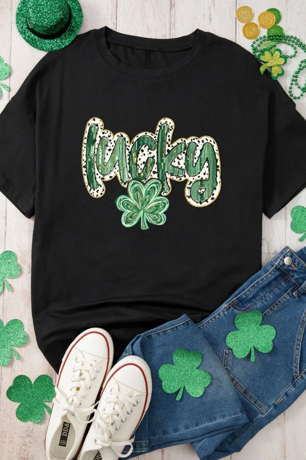 Lucky Clover Graphic T-Shirt - Image 5