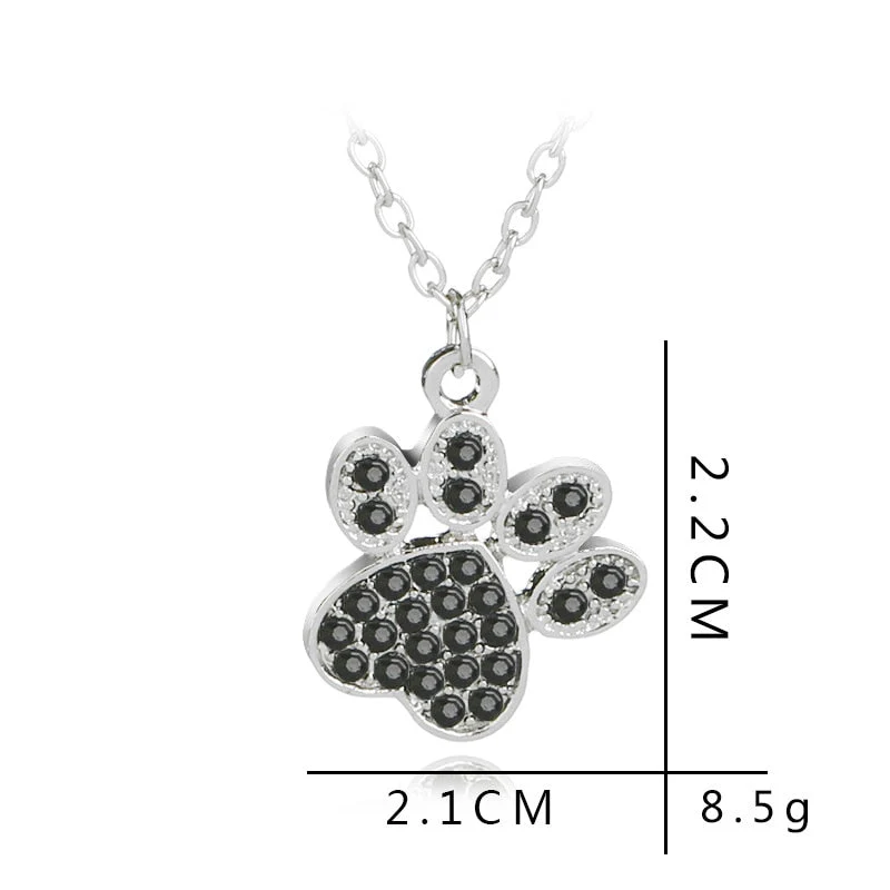 Lucky Cute Personality Animal Pet Dog Paw Footprint Zircon Pendant Necklace Love Woman Mother Girl Gift Wedding blessing Jewelry by Js House - Image 2