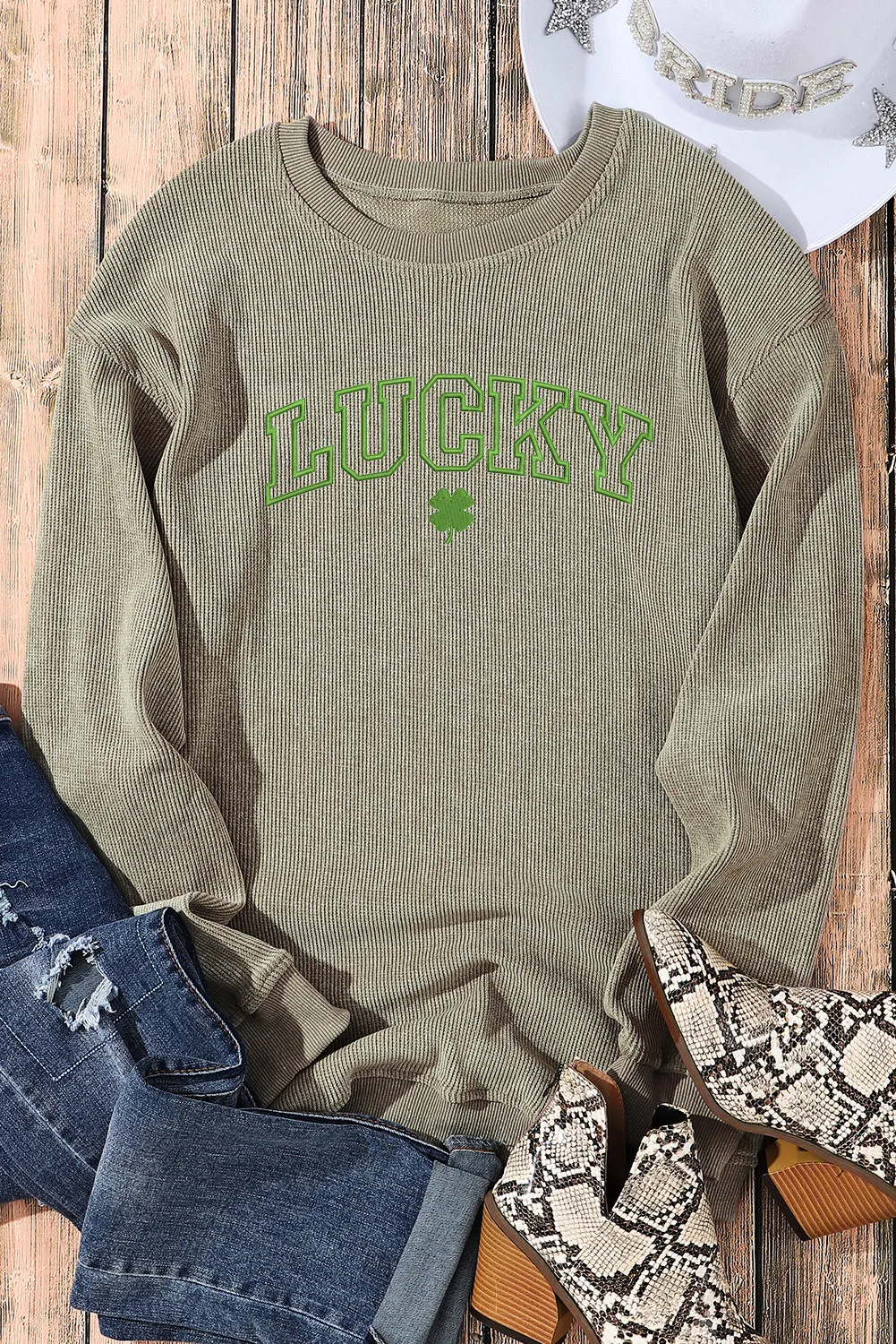 LUCKY Round Neck Dropped Shoulder Sweatshirt - Image 2