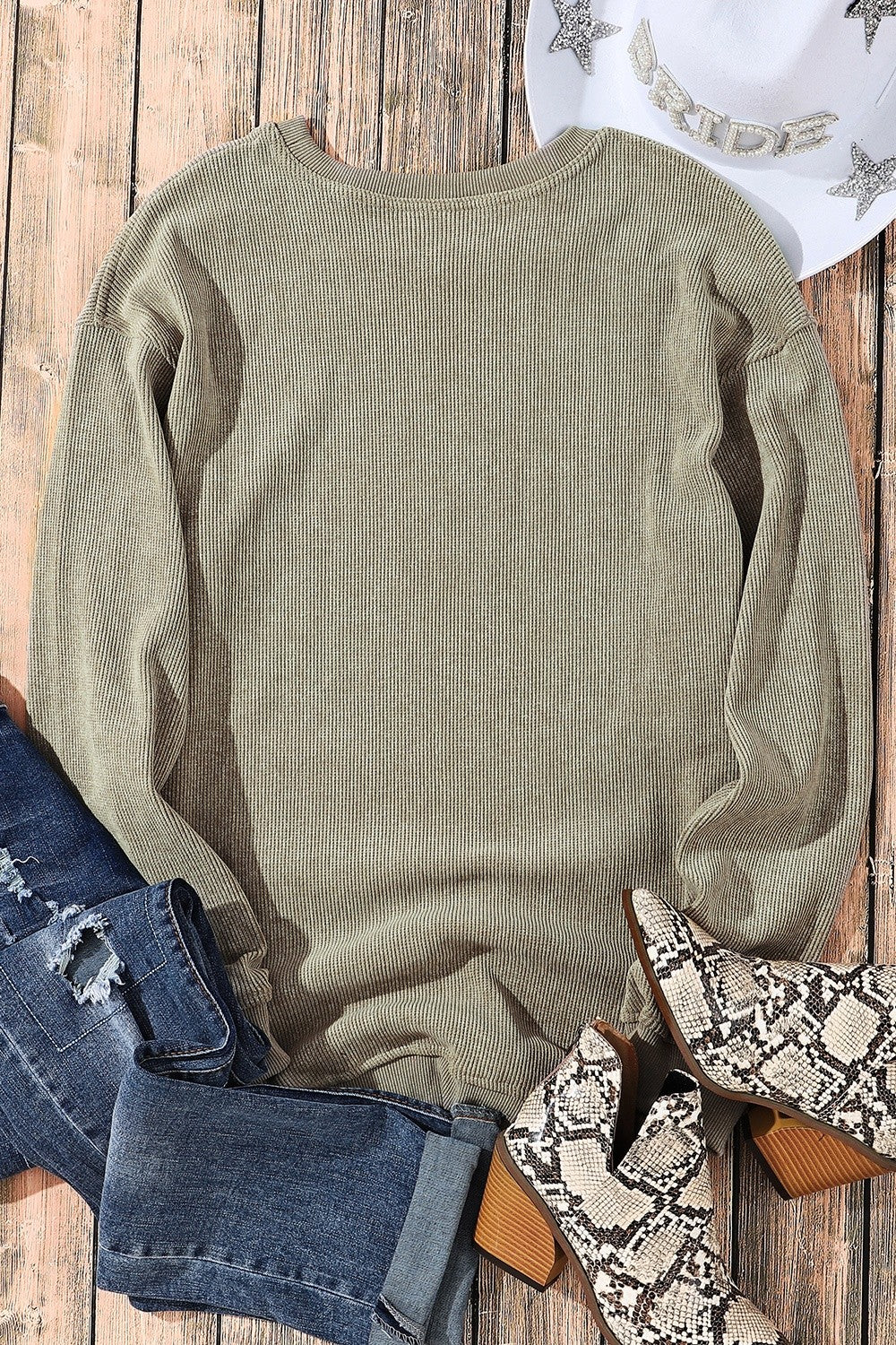 LUCKY Round Neck Dropped Shoulder Sweatshirt - Image 3