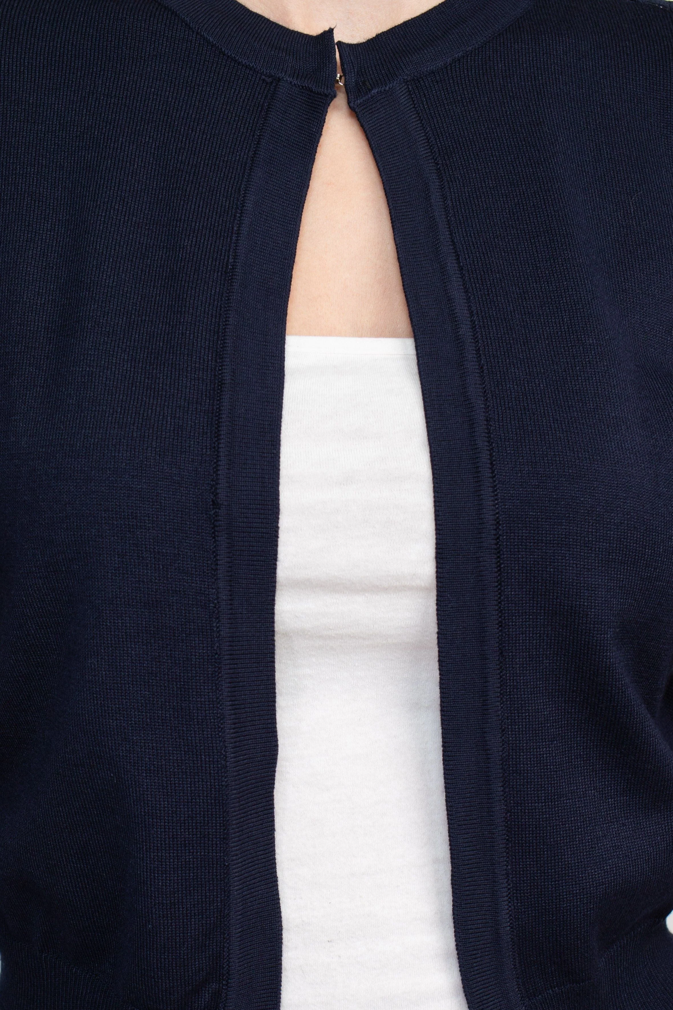 Luxxe Lane Crew Neck Open Front Hook Eye Closure Long Sleeve Lace Back Knit Bolero by Curated Brands - Image 4