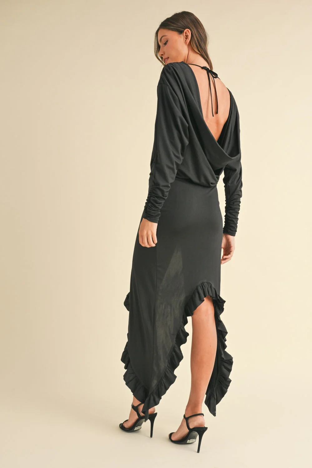 Mable Backless Asymmetric Ruffle Hem Dress - Image 2