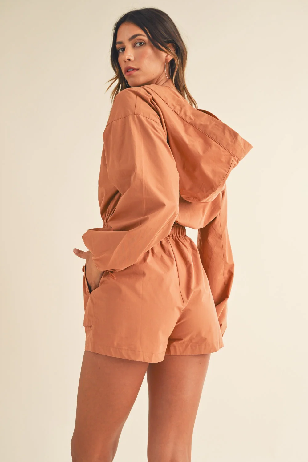 Mable Snap Down Long Sleeve Hooded Romper - Image 2