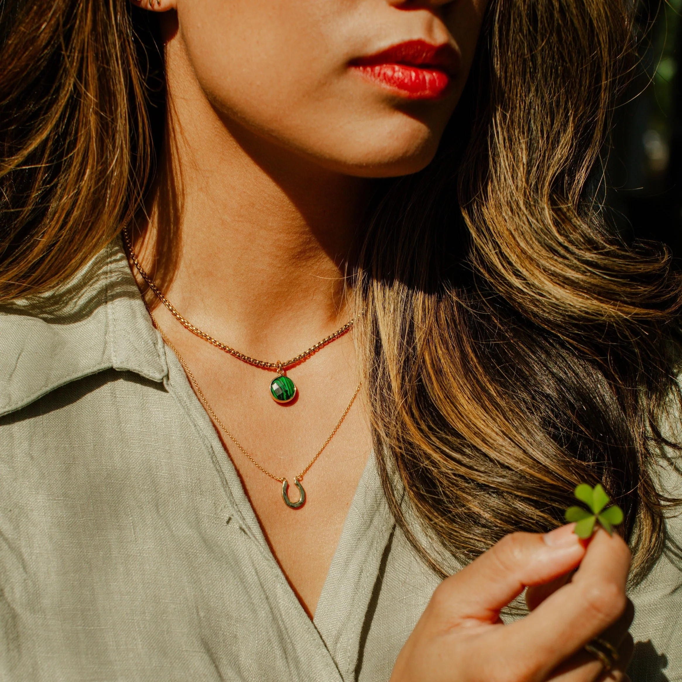 Malachite Stone Pendant Classic Gold Necklace by ETHICGOODS - Image 3
