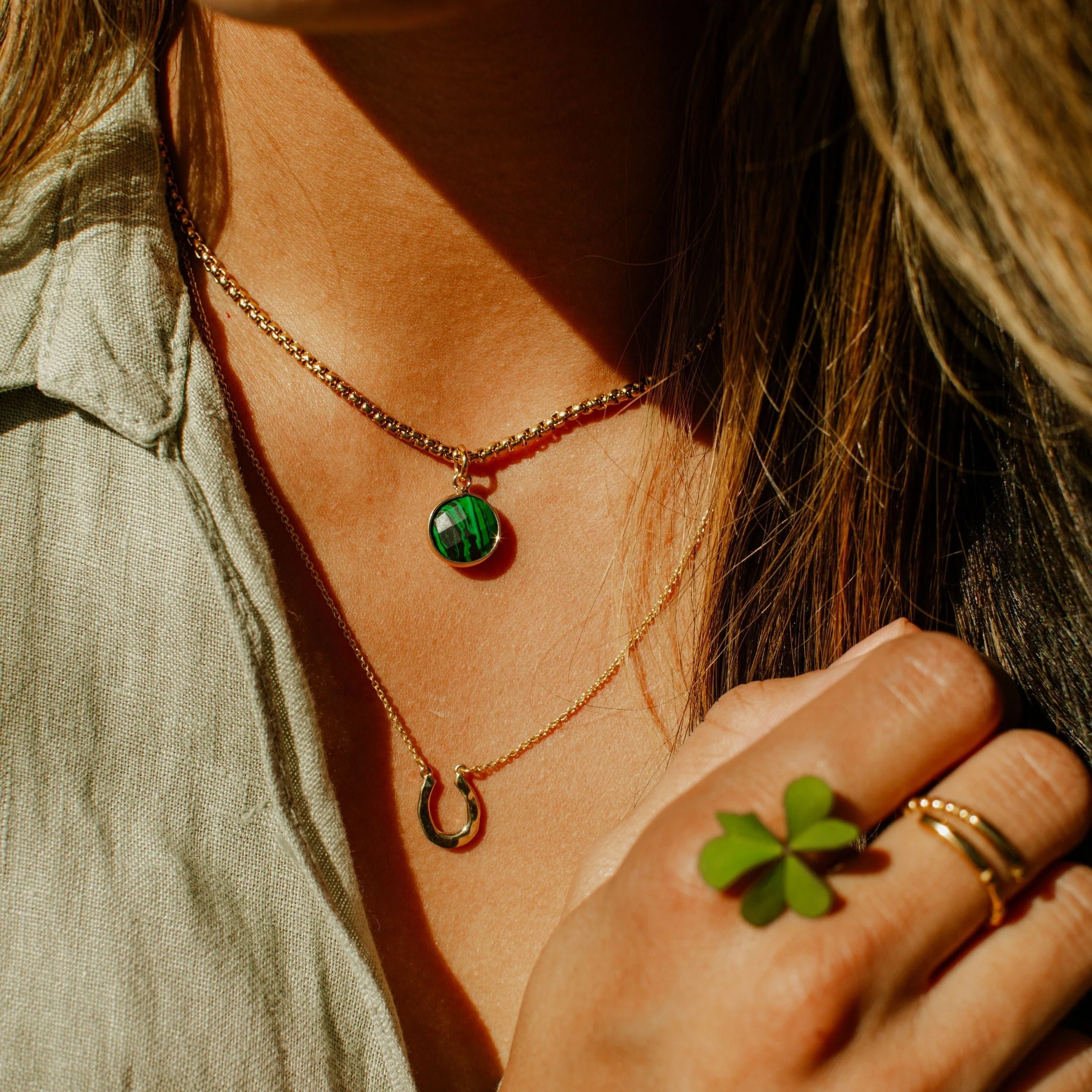 Malachite Stone Pendant Classic Gold Necklace by ETHICGOODS - Image 4