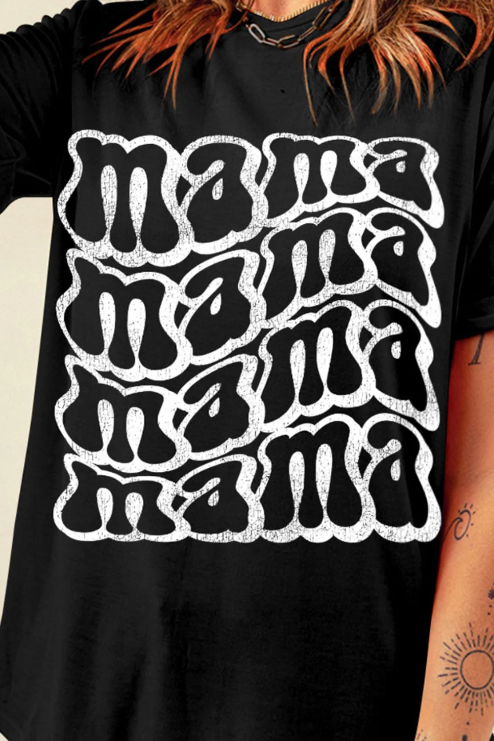 MAMA Round Neck Short Sleeve T-Shirt - Image 3