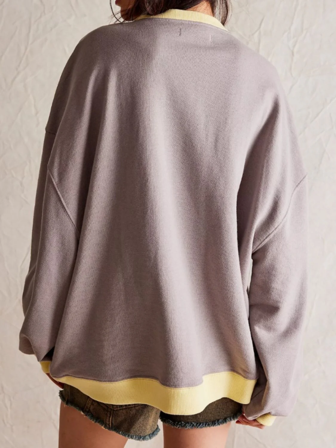Mandy Contrast Trim Round Neck Long Sleeve Sweatshirt - Image 11