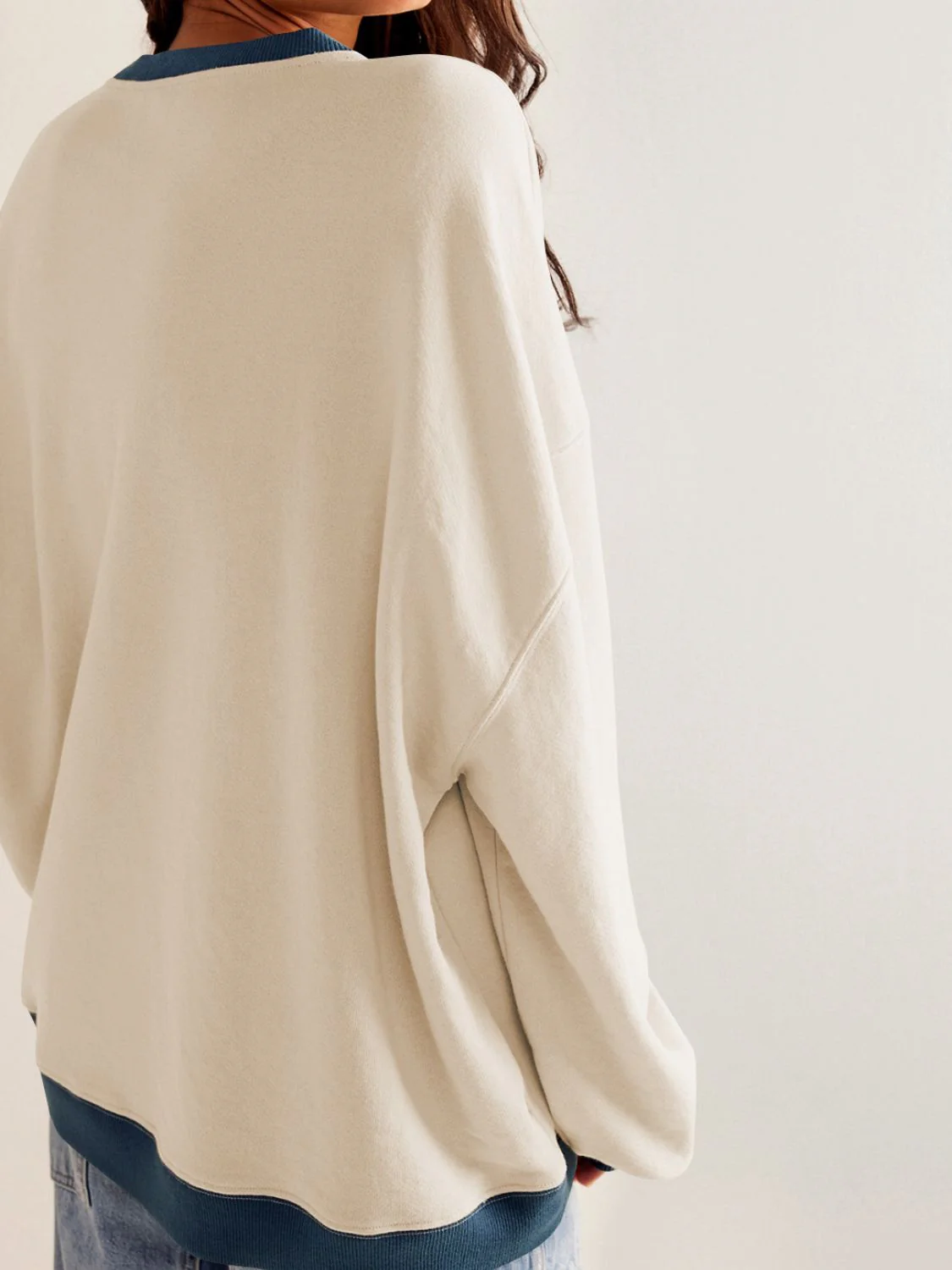 Mandy Contrast Trim Round Neck Long Sleeve Sweatshirt - Image 14