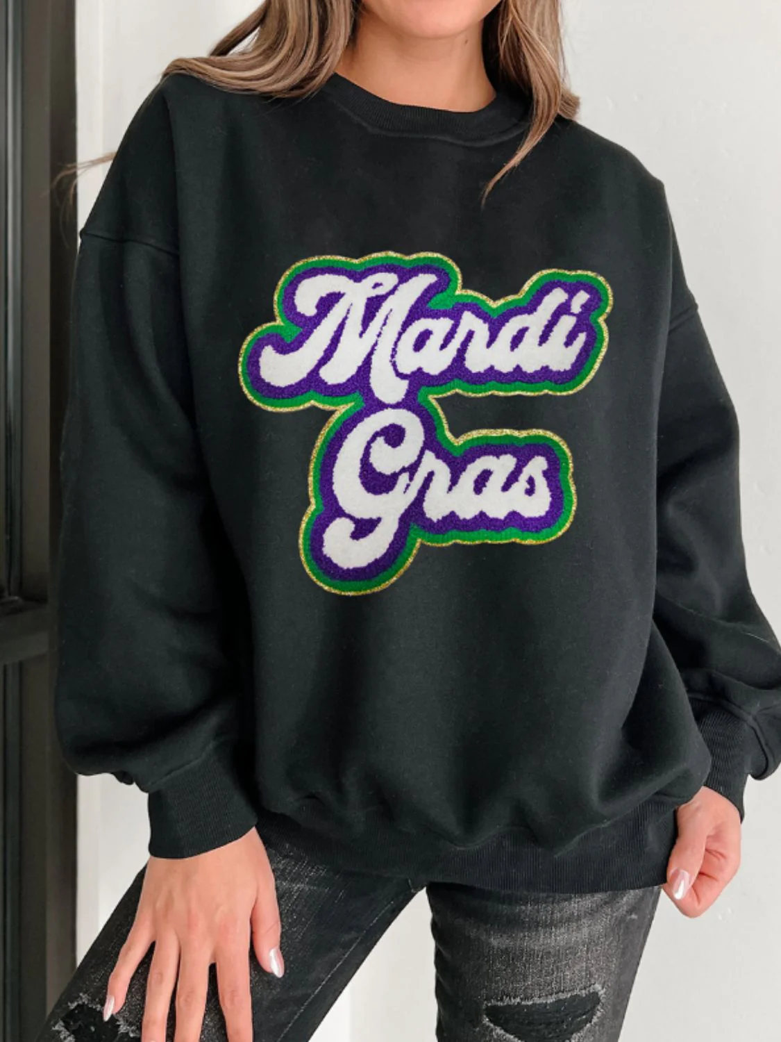 MARDI GRAS Round Neck Drop Shoulder Sweatshirt - Image 2