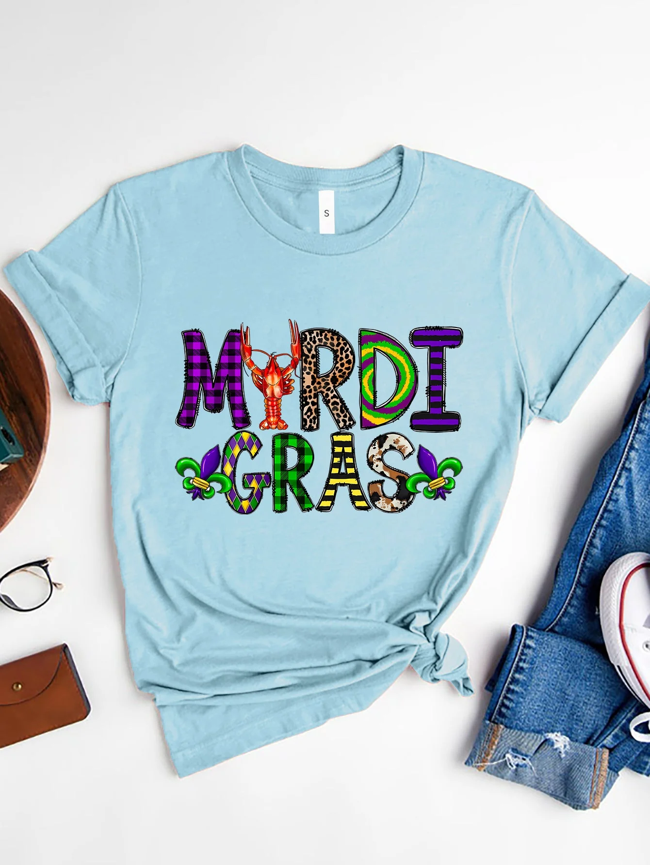 MARDI GRAS Round Neck Short Sleeve T-Shirt - Image 7