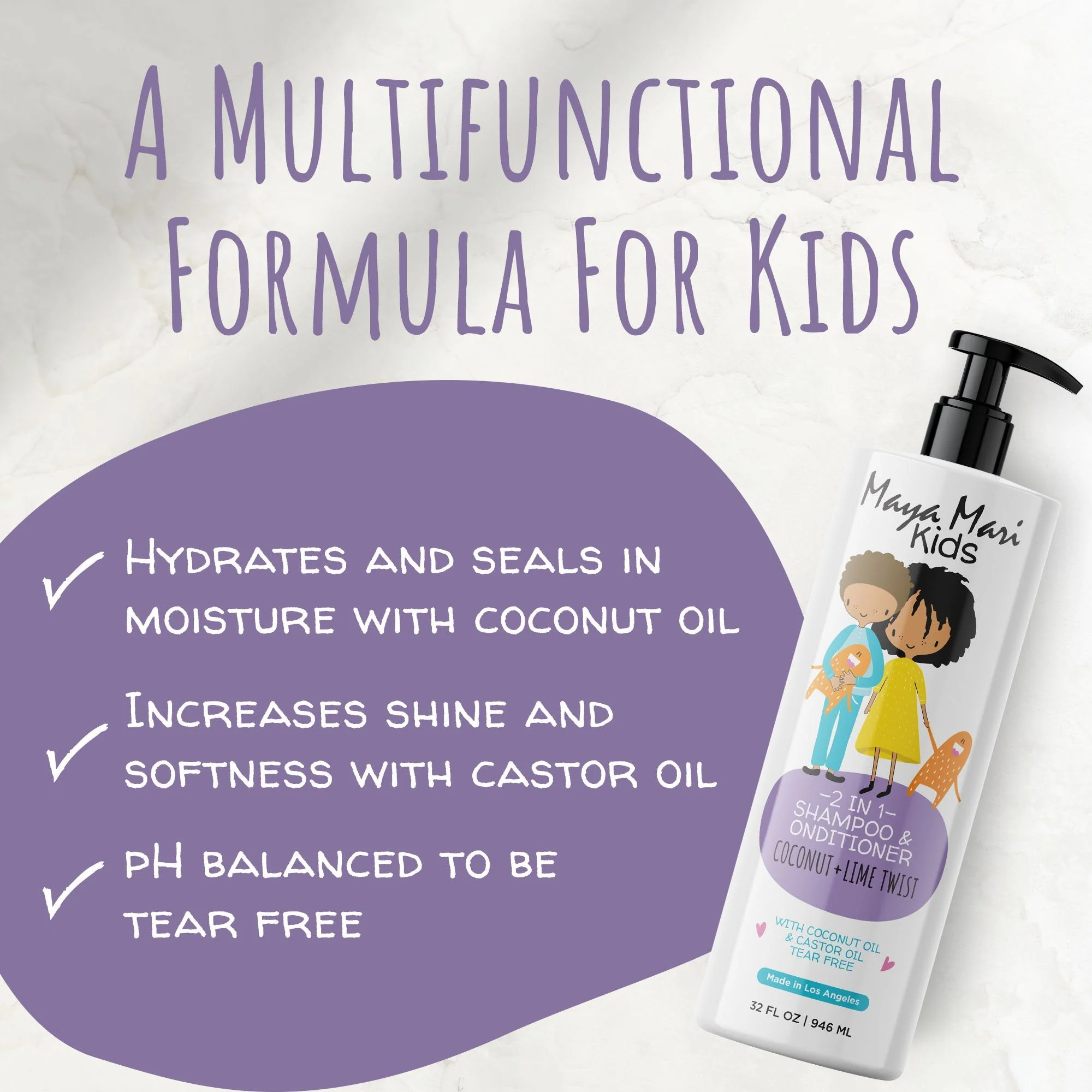 Maya Mari Kids Curl Conditioning Kit 2 -Piece Set - Kids 2-in-1 Shampoo and Conditioner and Curl Cream by  Los Angeles Brands - Image 4