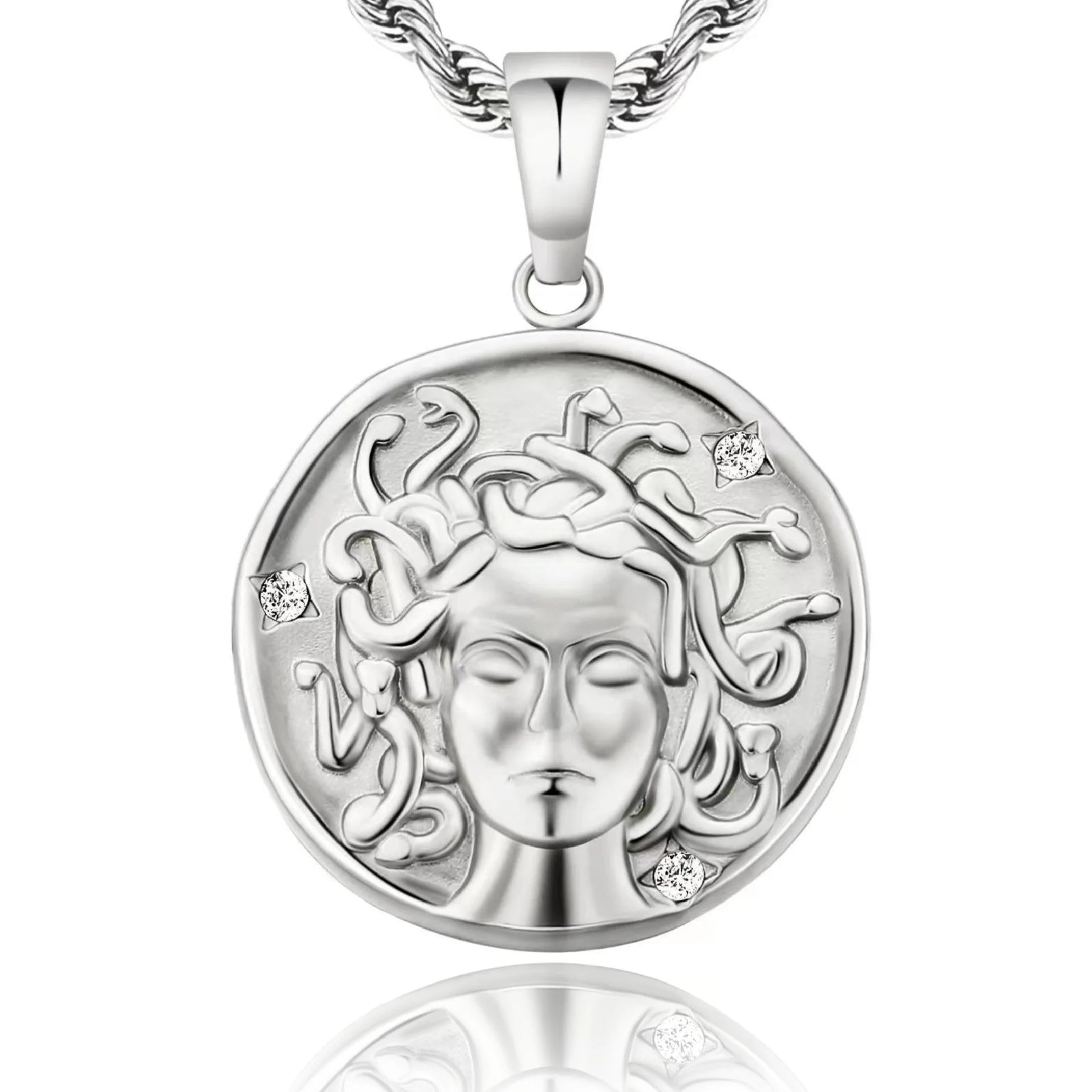 Medusa Head Coin Pendant Necklace by Bling Proud | Urban Jewelry Online Store - Image 3