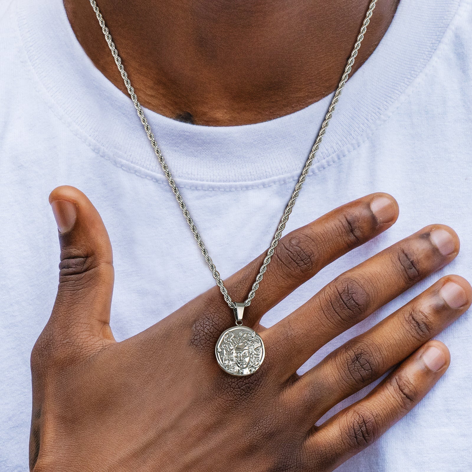 Medusa Head Coin Pendant Necklace by Bling Proud | Urban Jewelry Online Store - Image 5