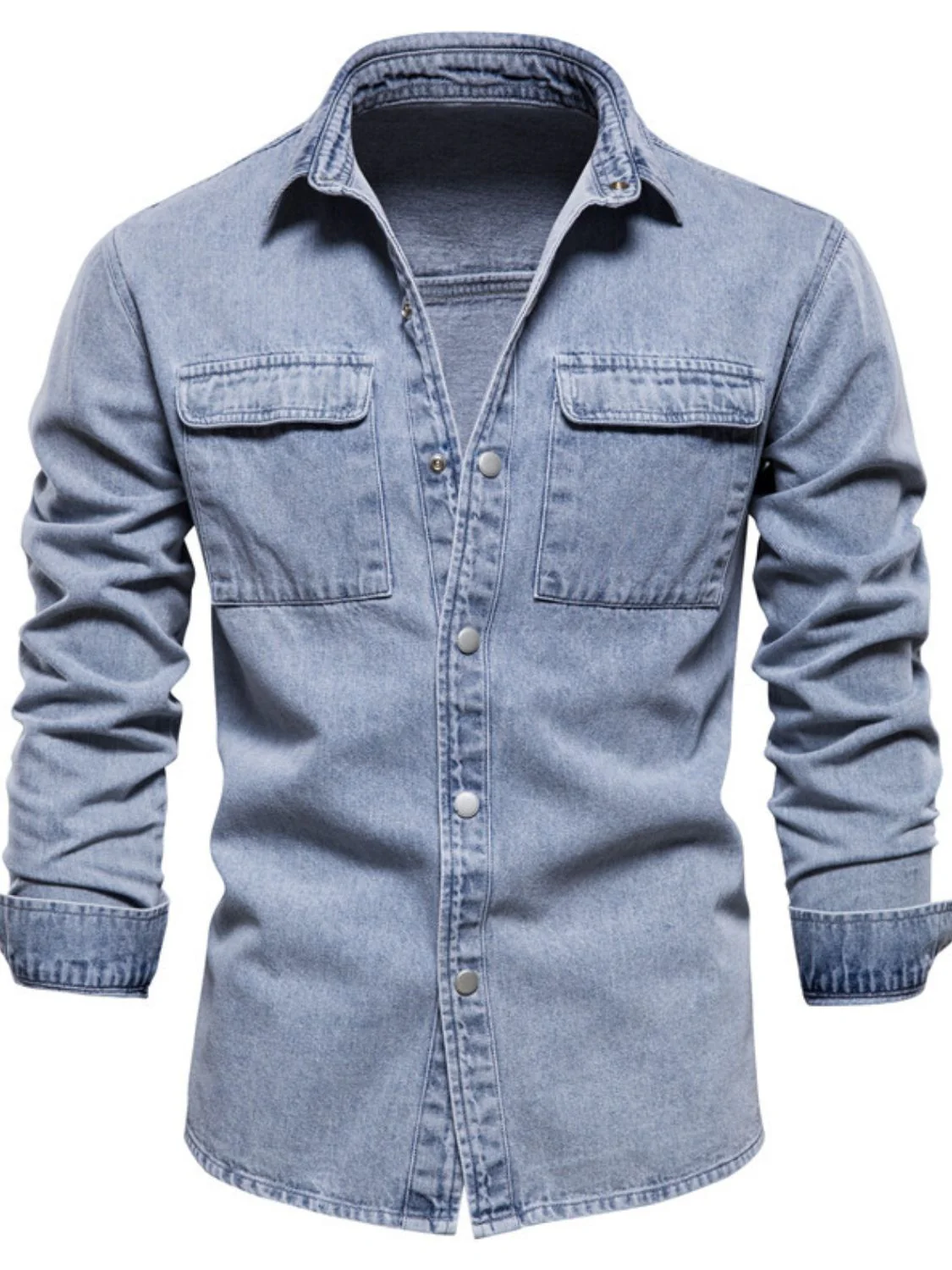 Men's Button Down Chest Pocket Denim Jacket - Image 2