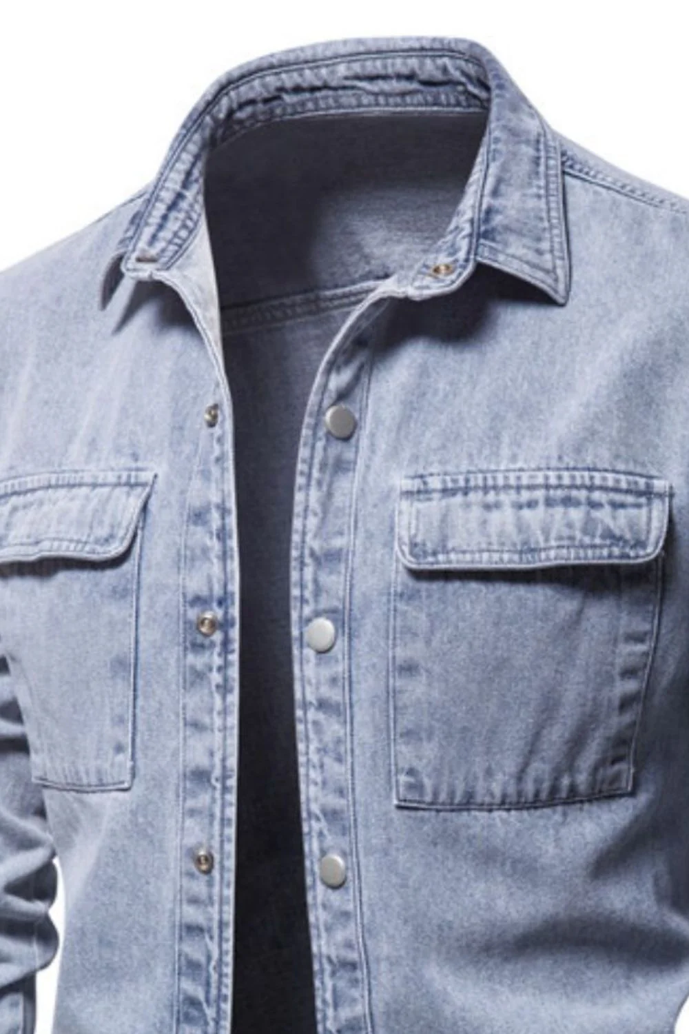 Men's Button Down Chest Pocket Denim Jacket - Image 3