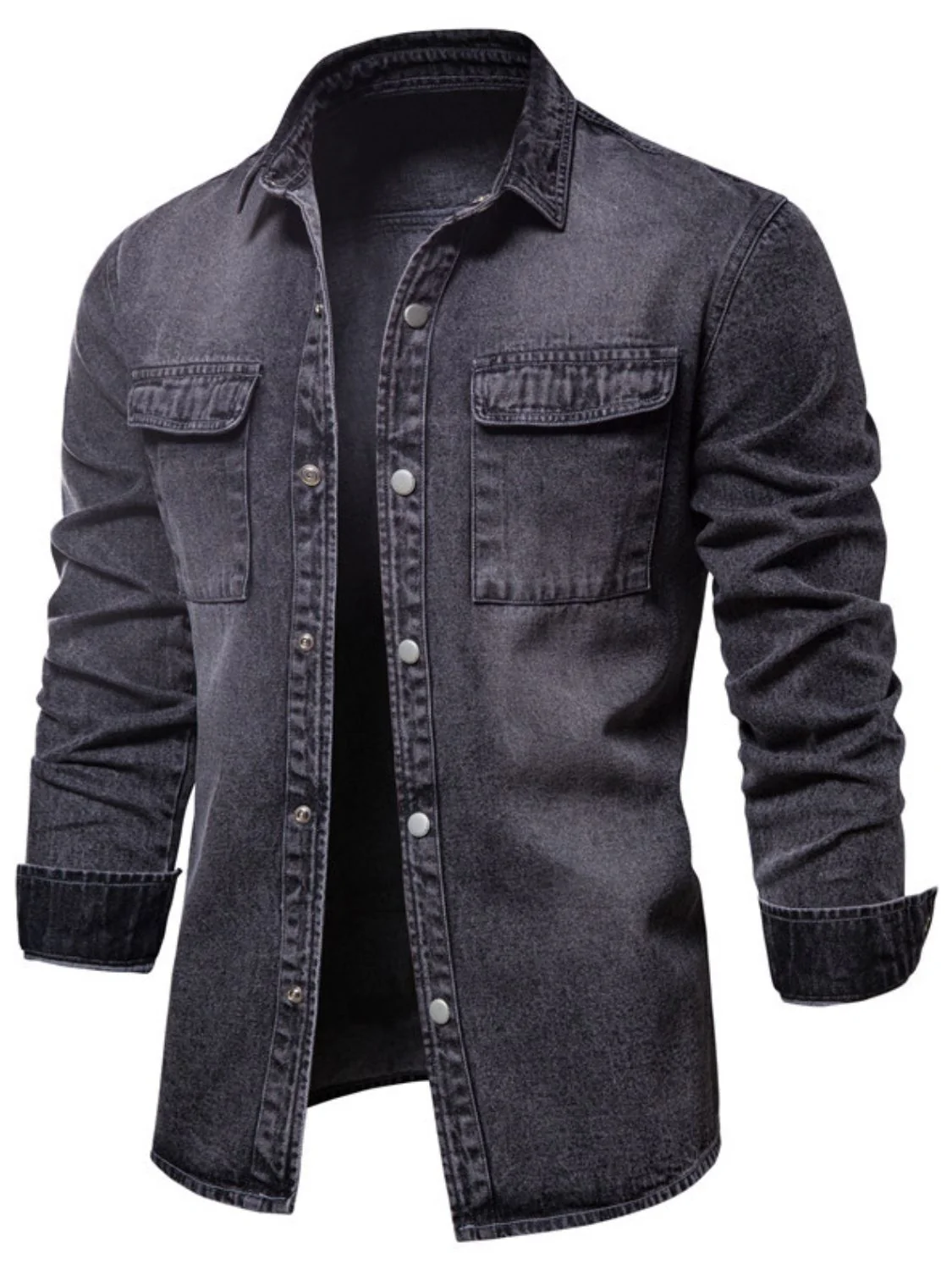 Men's Button Down Chest Pocket Denim Jacket - Image 5