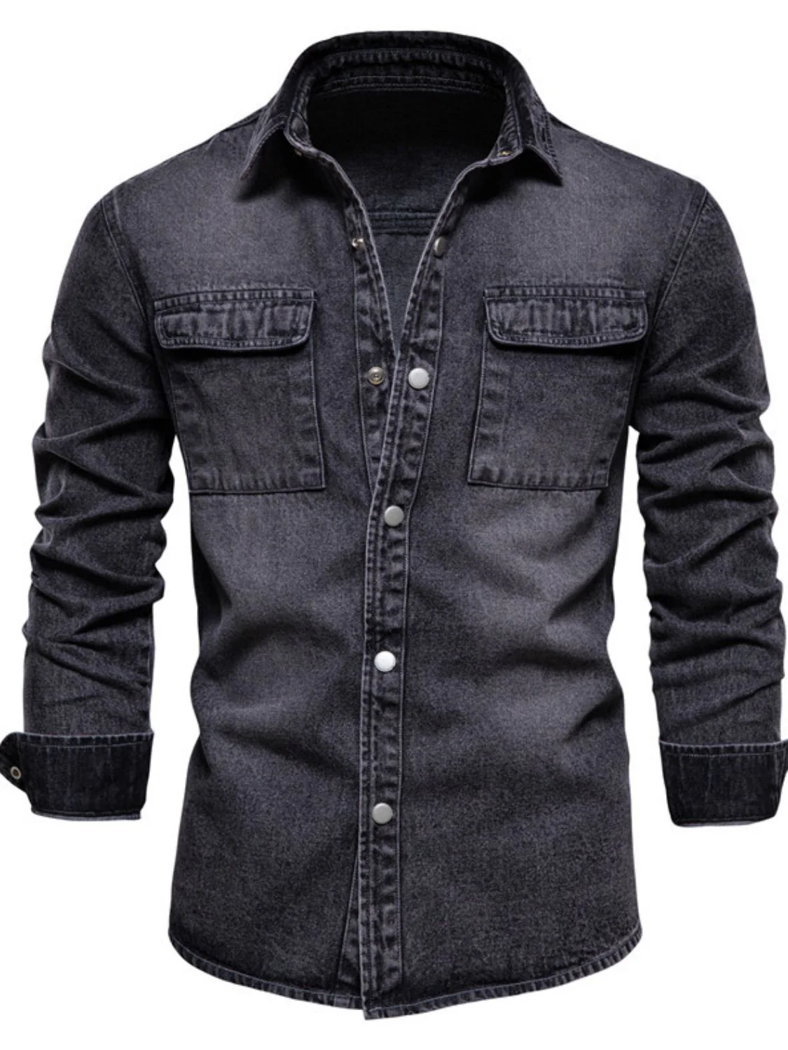 Men's Button Down Chest Pocket Denim Jacket - Image 6