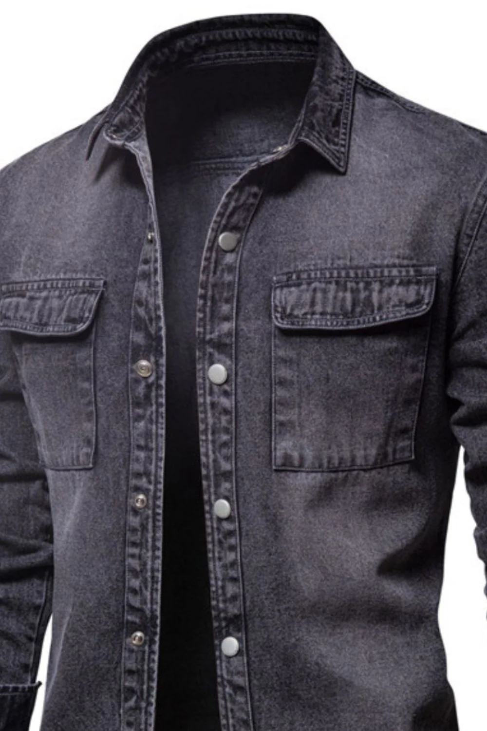 Men's Button Down Chest Pocket Denim Jacket - Image 7
