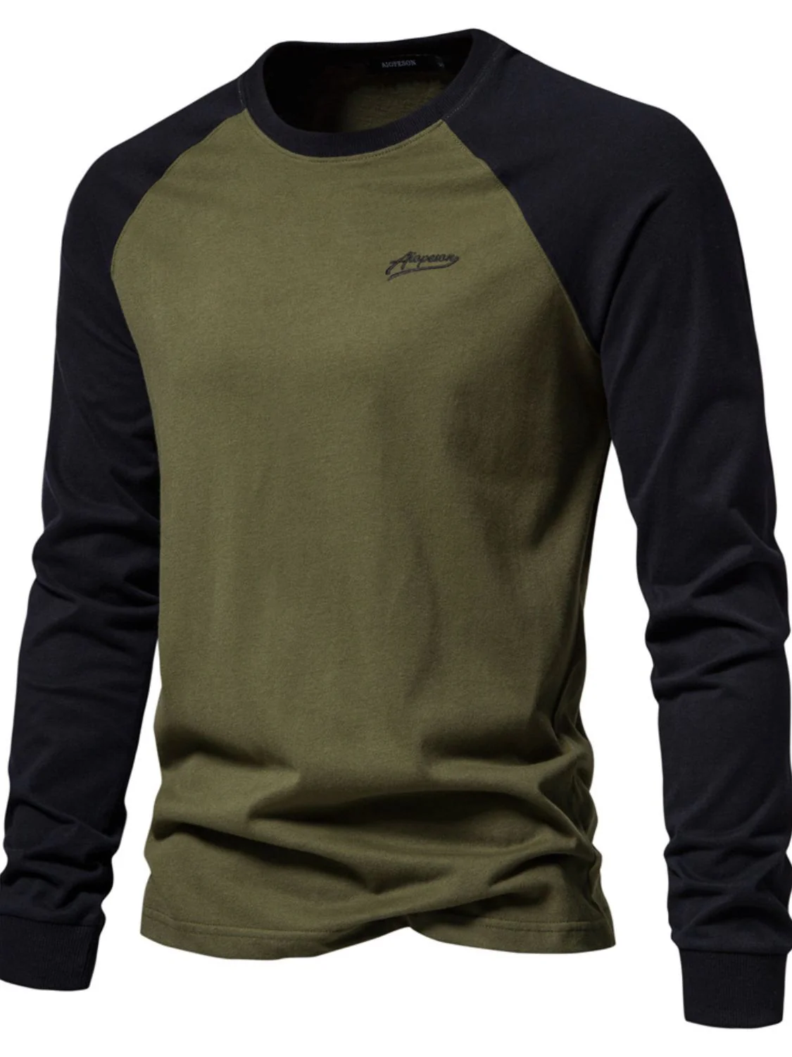 Men's Contrast Round Neck Raglan Sleeve T-Shirt - Image 3