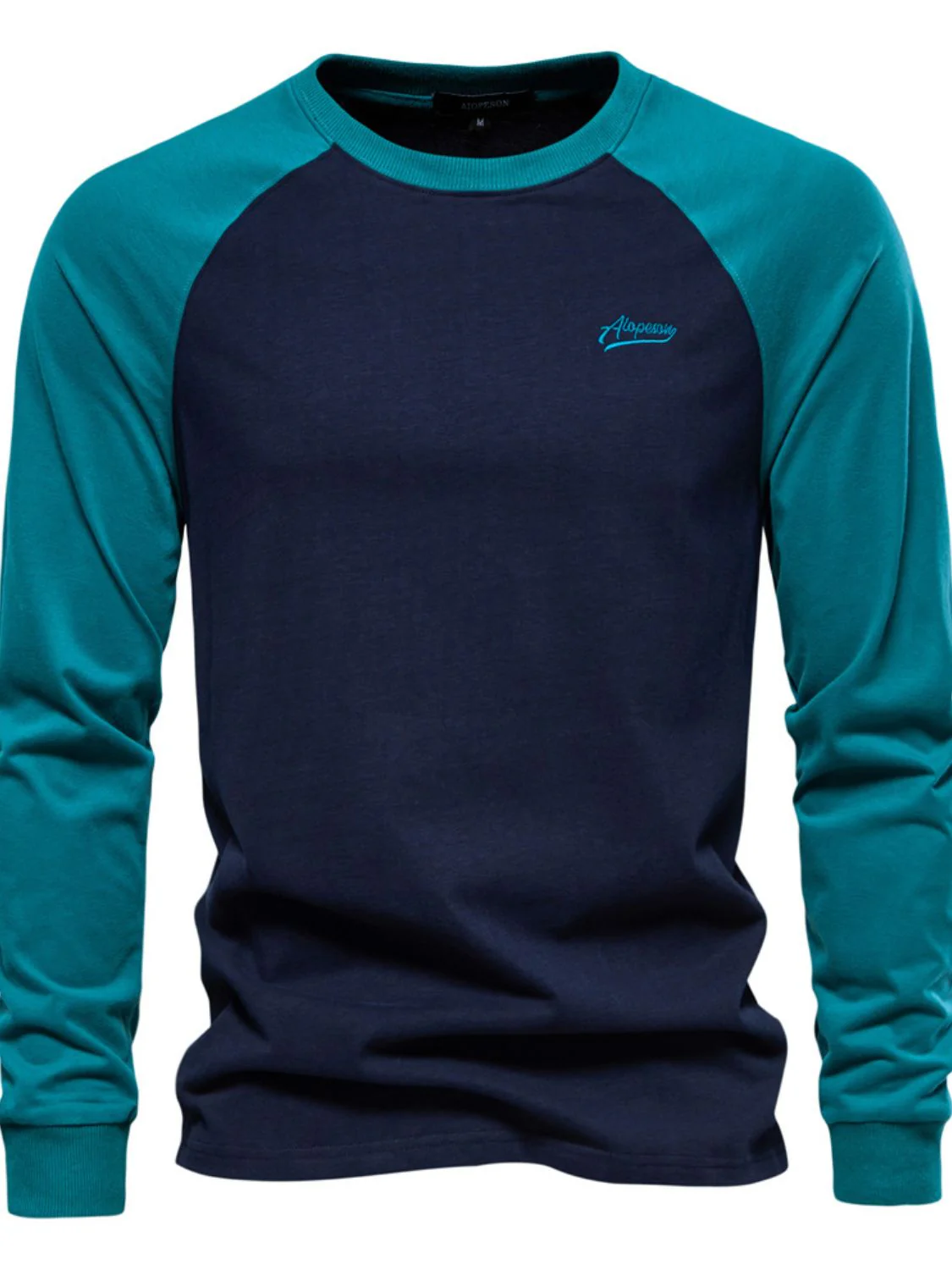 Men's Contrast Round Neck Raglan Sleeve T-Shirt - Image 8