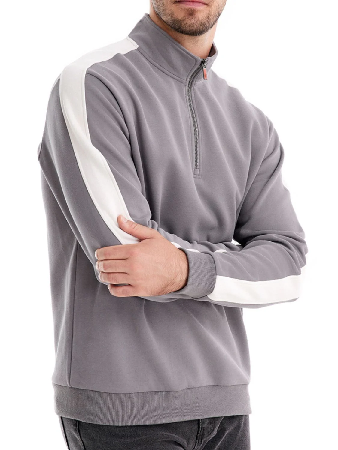 Men's Contrast Striped Long Sleeve Sweatshirt - Image 2