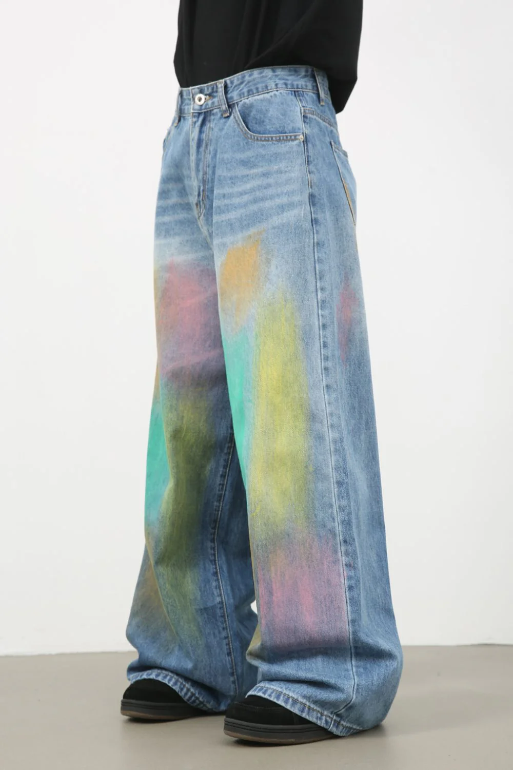 Men's Contrast Wide Leg Jeans - Image 2