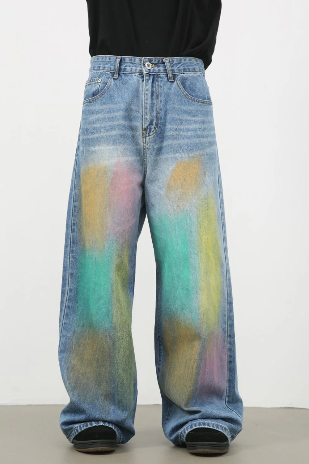 Men's Contrast Wide Leg Jeans - Image 3