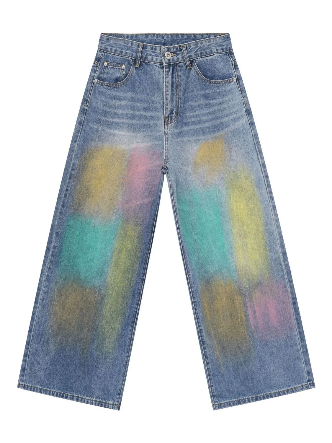 Men's Contrast Wide Leg Jeans - Image 5