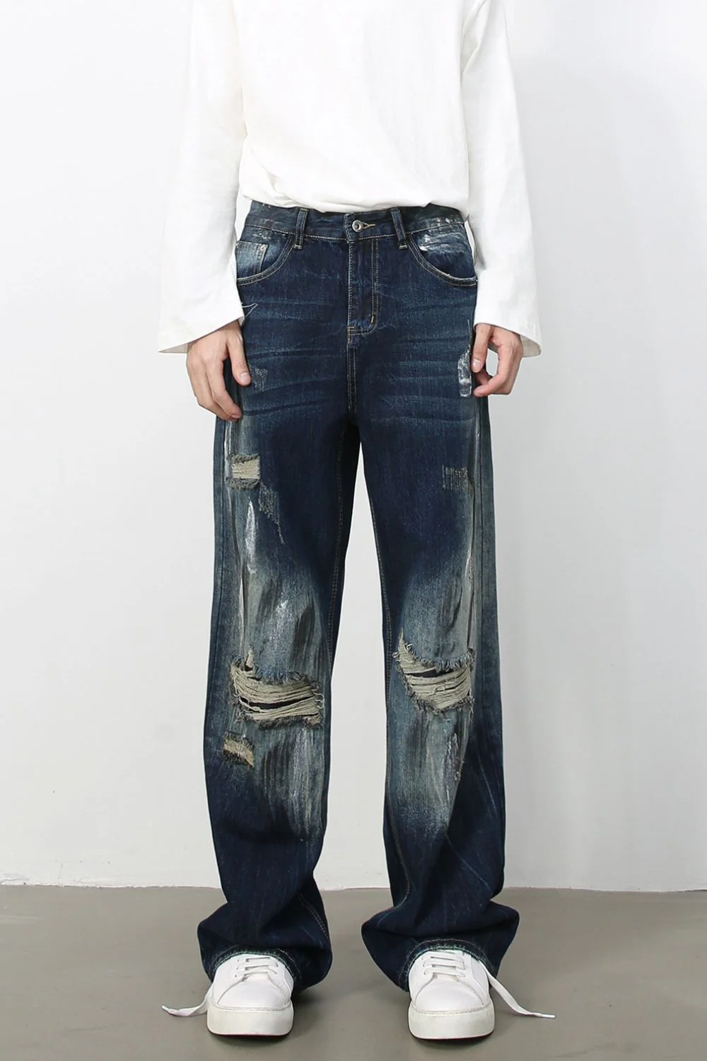 Men's Distressed Jeans with Pockets - Image 3