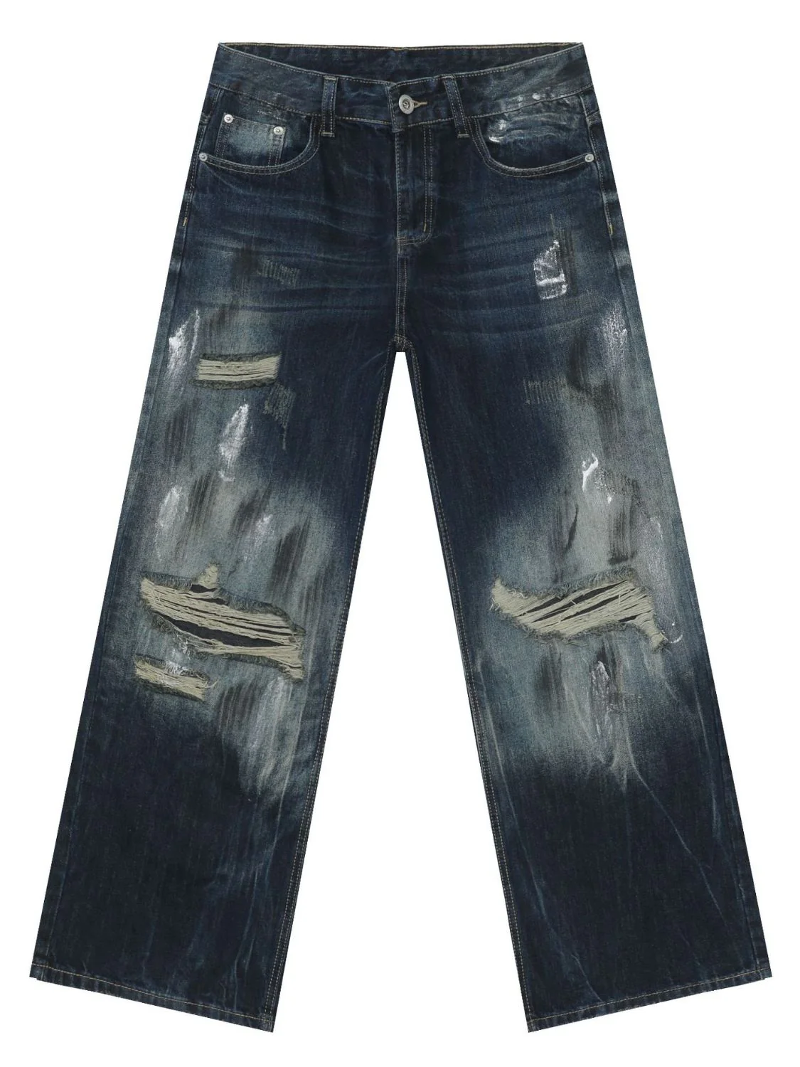 Men's Distressed Jeans with Pockets - Image 4