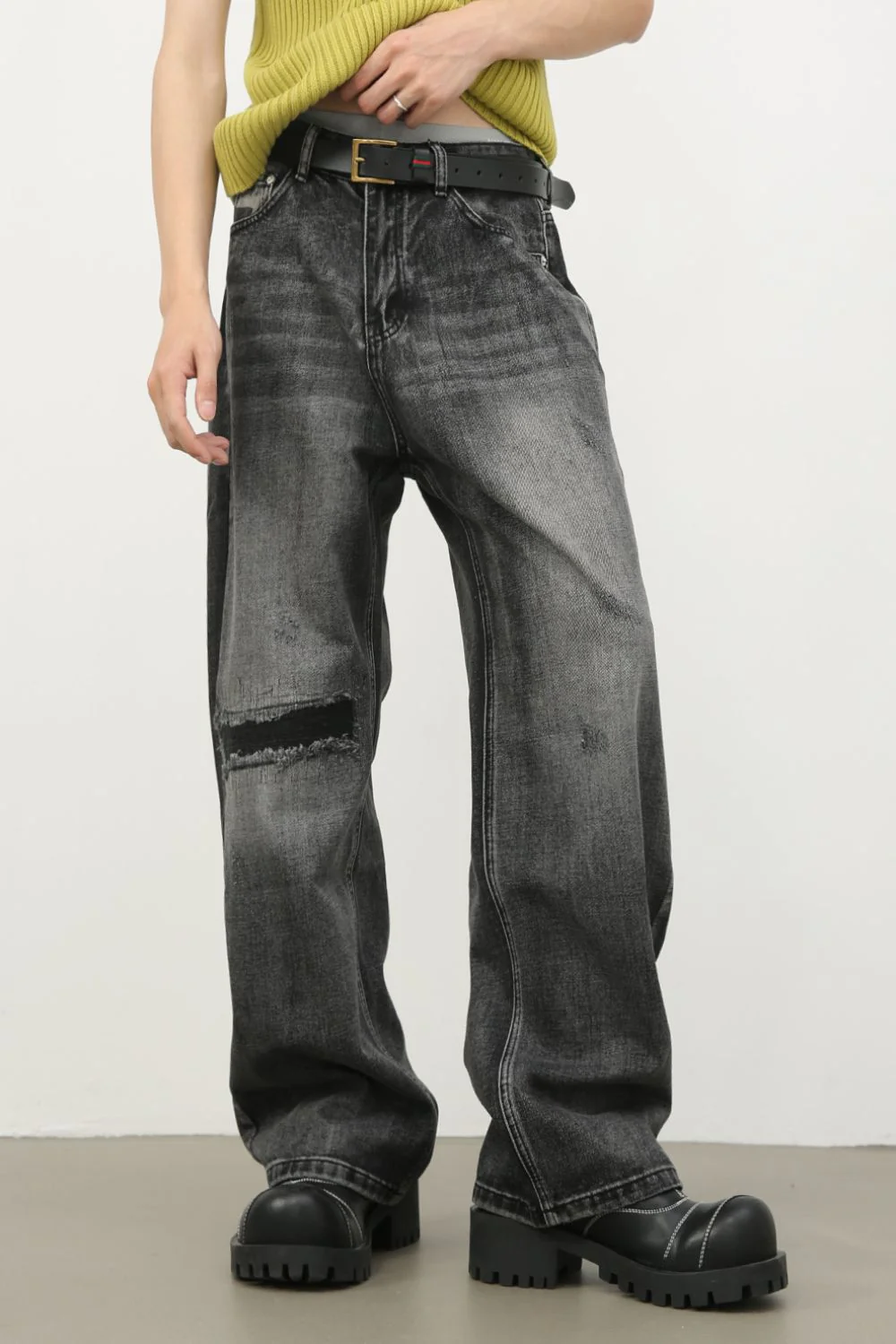 Men's Distressed Jeans with Pockets - Image 3
