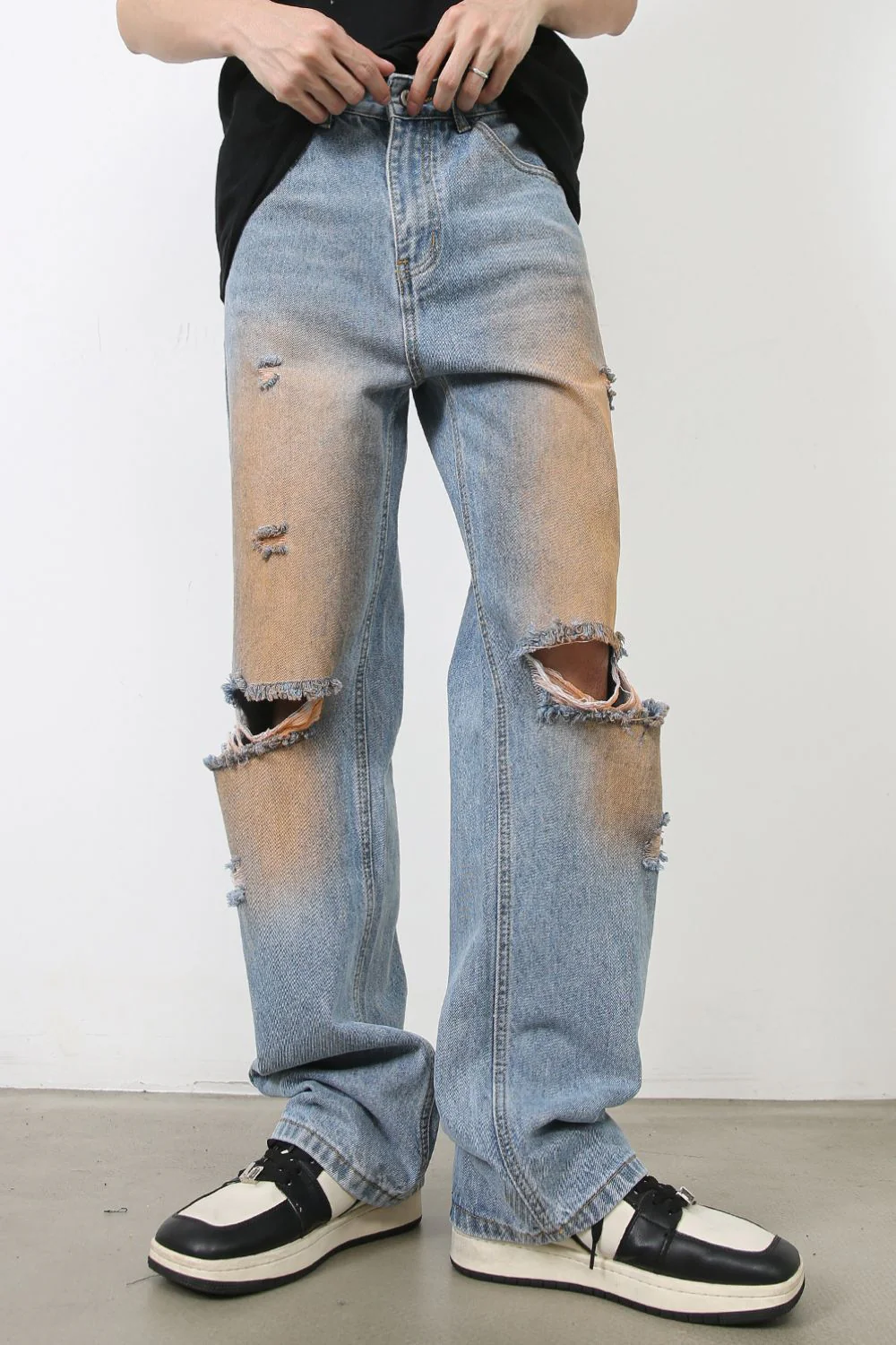 Men's Distressed Jeans with Pockets - Image 3
