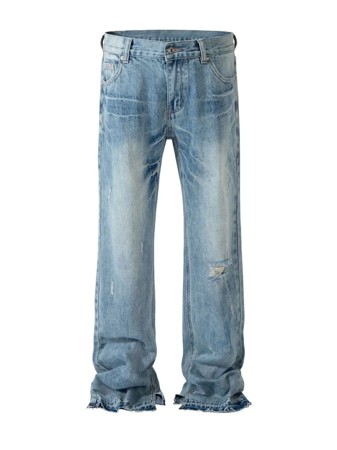 Men's Distressed Raw Hem Jeans - Image 2