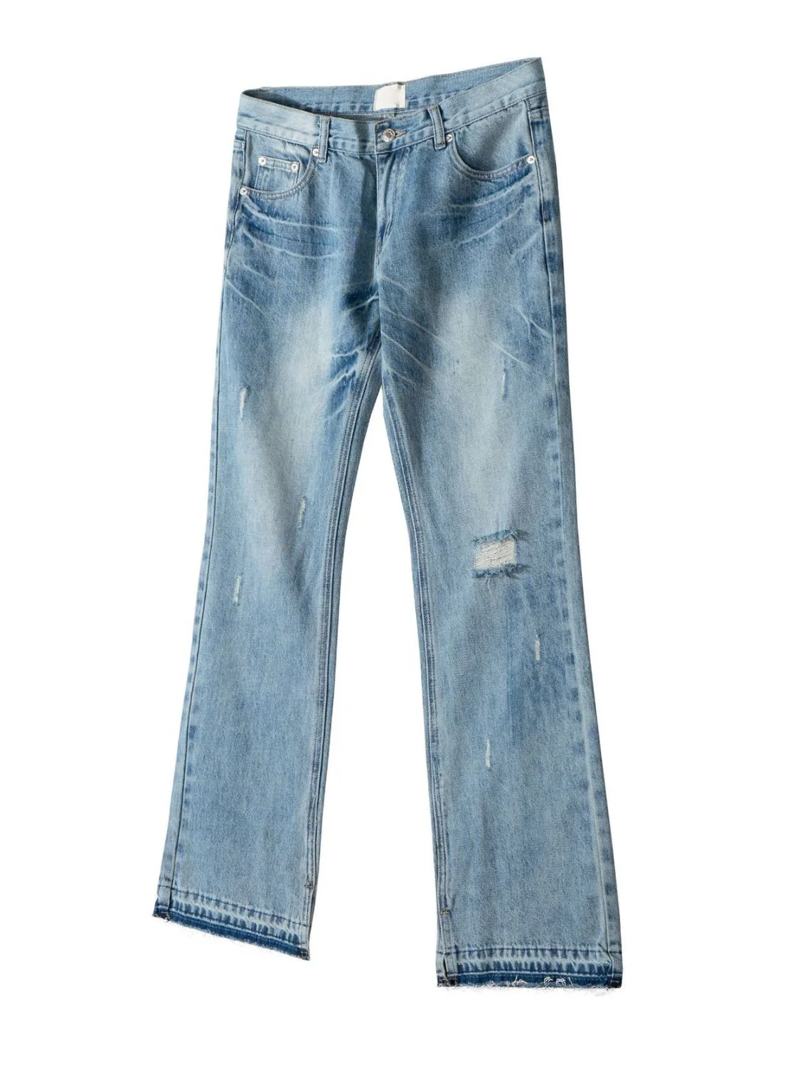 Men's Distressed Raw Hem Jeans - Image 3