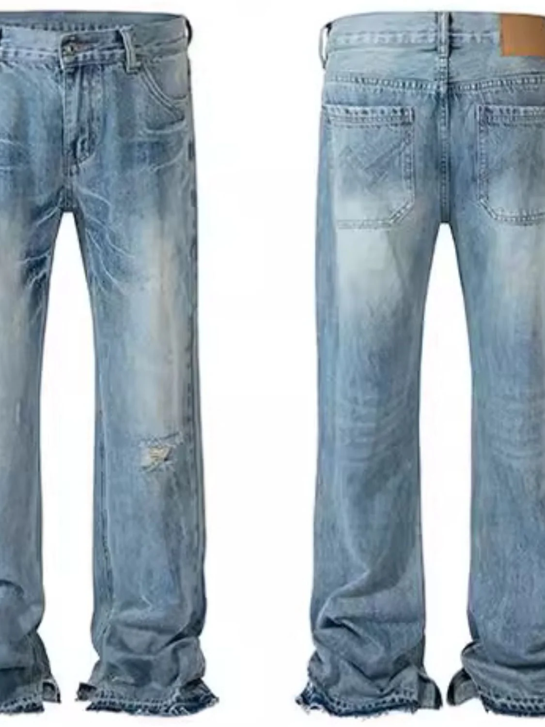 Men's Distressed Raw Hem Jeans - Image 5