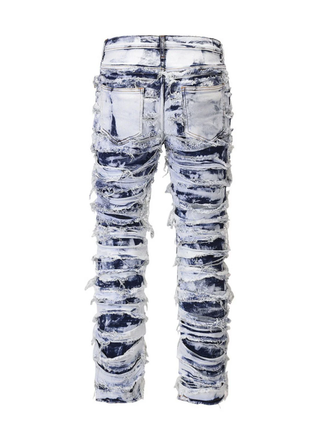 Men's Distressed Raw Hem Straight Jeans - Image 2